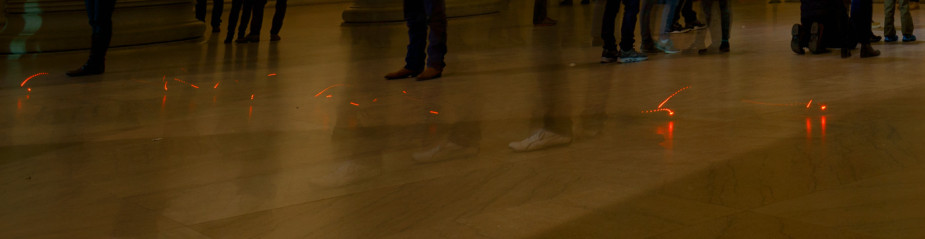 shoes with lights during a time exposure